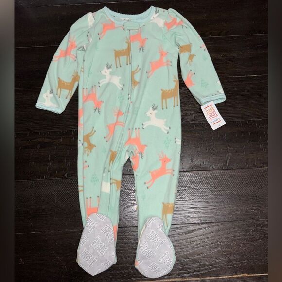 Nwt 2t deer carters fleece footed pajamas - Picture 1 of 4